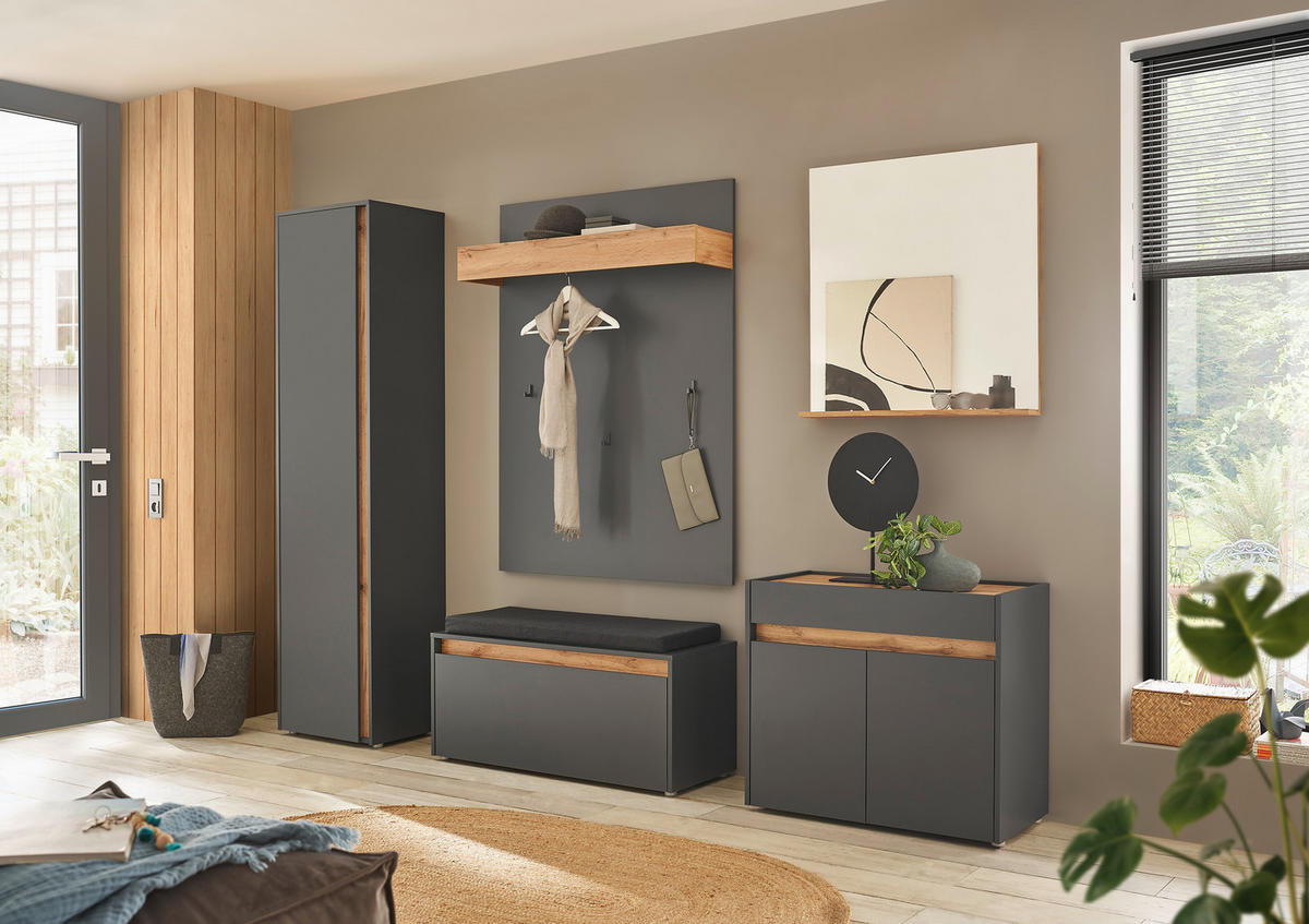 GARDEROBENSCHRANK  in 50/200/40 cm  - Anthrazit/Eiche Wotan, Design, Holzwerkstoff/Kunststoff (50/200/40cm) - Modante