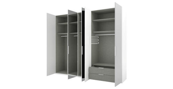 DREHTÜRENSCHRANK  in Grau, Weiß  - Alufarben/Weiß, KONVENTIONELL, Glas/Holzwerkstoff (250/223/62cm) - Novel