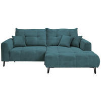 ECKSOFA in Cord Petrol  250/175 cm  - Petrol/Schwarz, KONVENTIONELL, Textil/Metall (250/175cm) - Carryhome