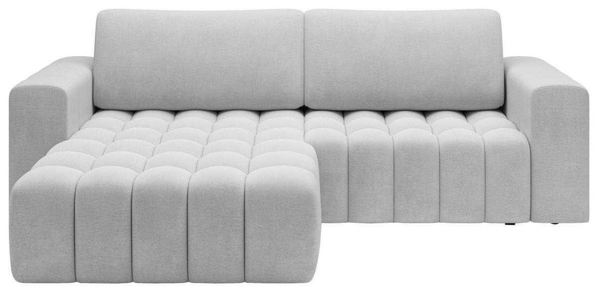 ECKSOFA BONETT in Samt Hellgrau  175/250 cm  - Hellgrau/Schwarz, Design, Kunststoff/Textil (175/250cm) - MID.YOU