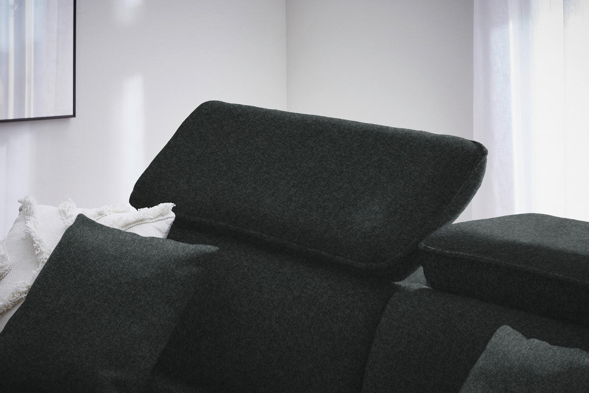 ECKSOFA in Samt Schwarz  - Schwarz, Design, Holz/Textil (185/232cm) - Stylife