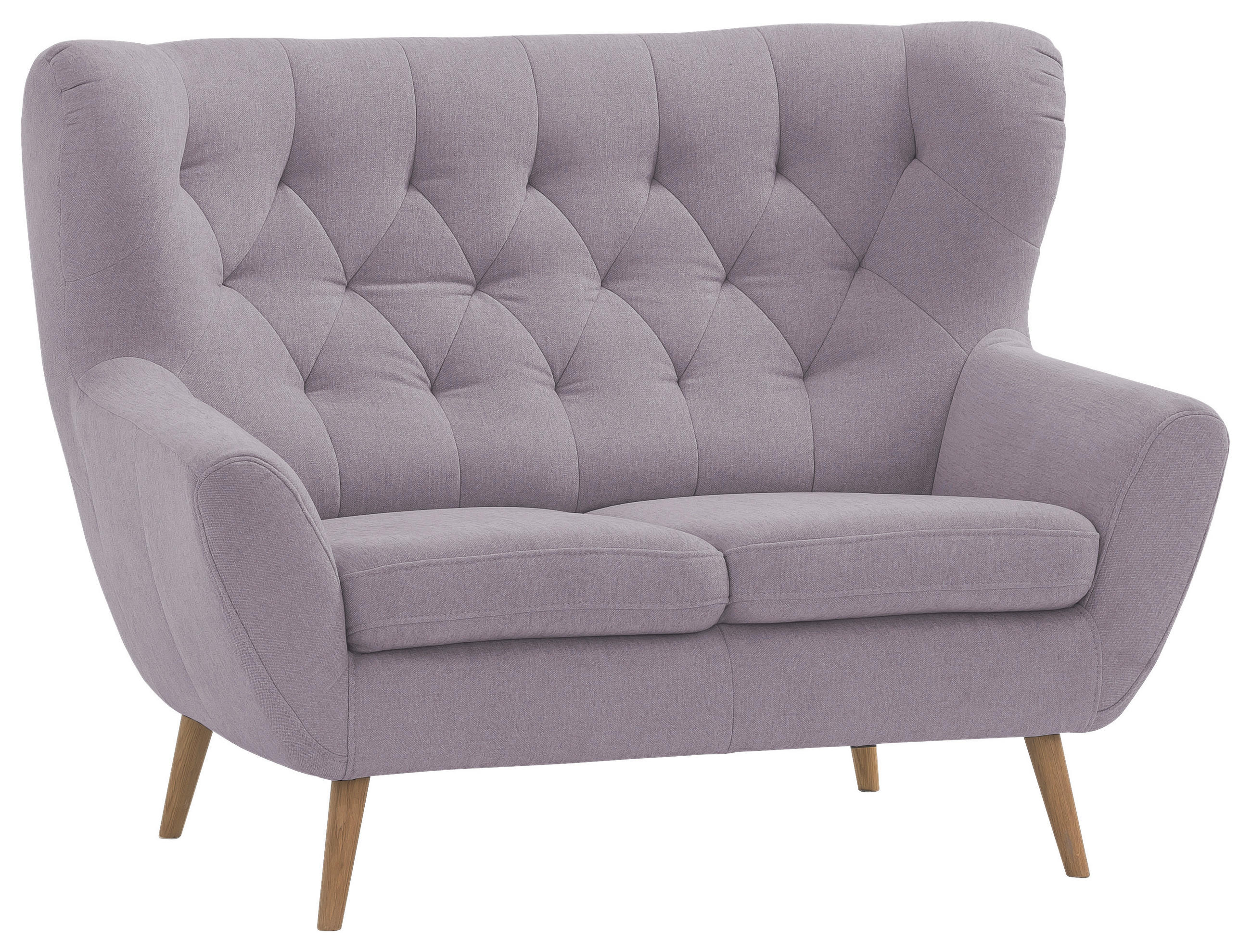 2-SITZER-SOFA Webstoff Altrosa  - Eichefarben/Beige, Design, Holz/Textil (138/104/92cm) - Stylife