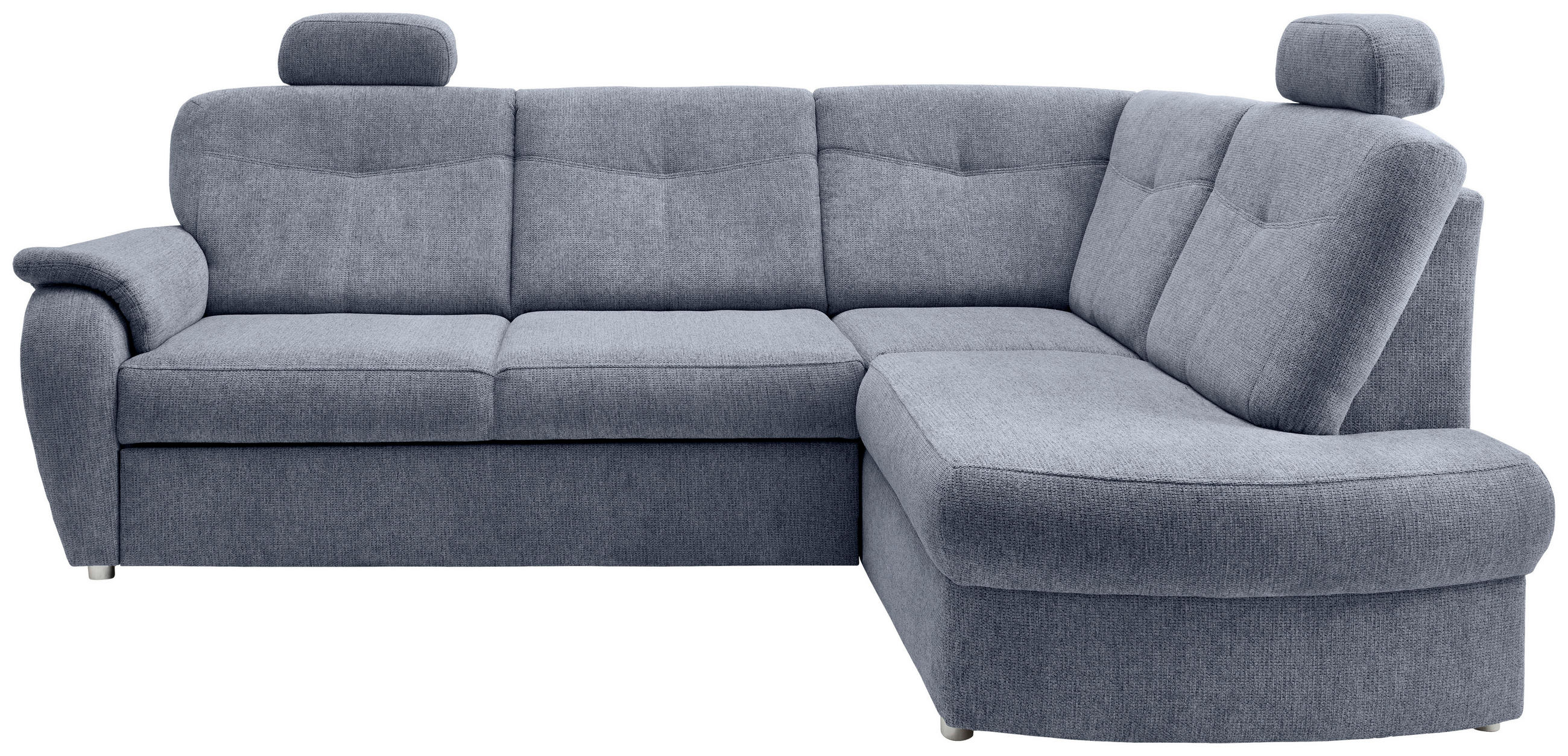 ECKSCHLAFSOFA  mit Liegefunktion, seitenverkehrt erhältlich, Schlafen auf Sitzhöhe, Rücken echt, Armteil links Chenille Hellblau  - Chromfarben/Hellblau, MODERN, Kunststoff/Textil (264/180cm) - Livetastic