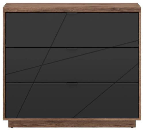 KOMODA   106/93/42,5 cm   crna, boje hrasta  - boje hrasta/crna, Design, drvni materijal/metal (106/93/42,5cm)