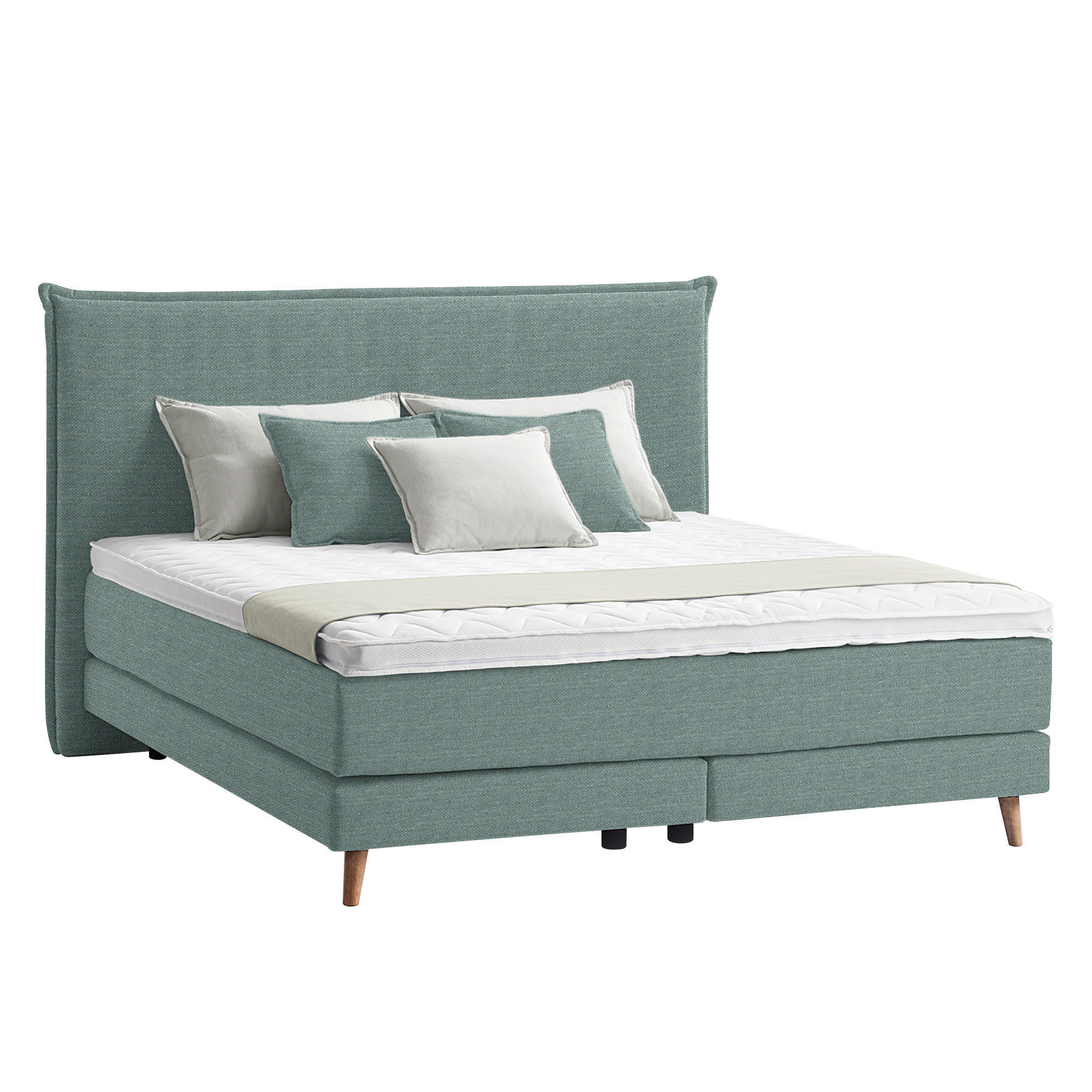 BOXSPRINGBETT 180/200 cm  in Grün  - Eichefarben/Grün, Design, Holzwerkstoff/Textil (180/200cm) - home24