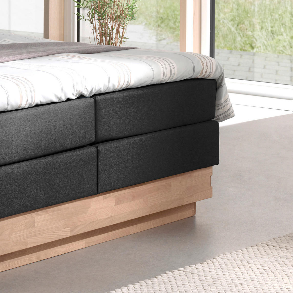 BOXSPRINGBETT 160/200 cm  in Eichefarben, Dunkelgrau  - Eichefarben/Dunkelgrau, MODERN, Holz/Kunststoff (160/200cm) - MID.YOU