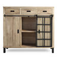 HIGHBOARD  148/135/42 cm 3 Schublade(n)  - Graubraun/Schwarz, LIFESTYLE, Glas/Holz (148/135/42cm) - Landscape