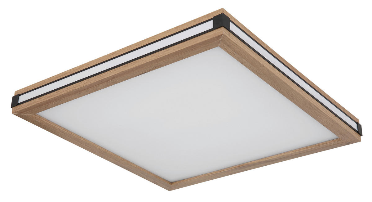 LED-DECKENLEUCHTE 24 W    45/45/7,5 cm  - Weiss/Dunkelbraun, Natur, Holzwerkstoff/Kunststoff (45/45/7,5cm) - Globo
