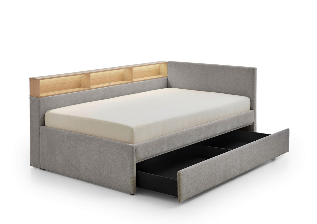 STAURAUMBETT 120/200 cm  in Grau, Eichefarben  - Eichefarben/Grau, MODERN, Holz/Holzwerkstoff (120/200cm) - Stylife