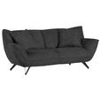 3-SITZER-SOFA in Samt Grau  - Schwarz/Grau, Design, Textil/Metall (203/90/95cm) - Carryhome