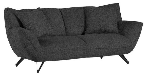 3-SITZER-SOFA in Samt Grau  - Schwarz/Grau, Design, Textil/Metall (203/90/95cm) - Carryhome