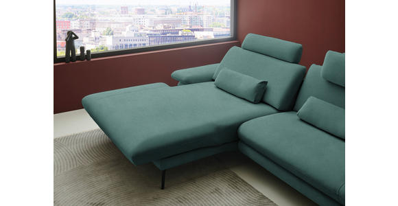 ECKSOFA  in Chenille, Flachgewebe Opal  180/284 cm  - Opal/Schwarz, Design, Textil/Metall (180/284cm) - Dieter Knoll