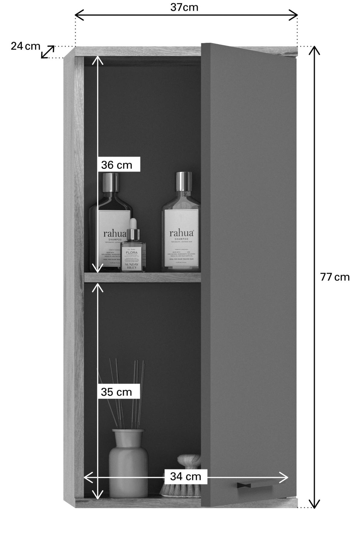 BADEZIMMER 4-teilig  in 97 cm  - Eichefarben/Schwarz, MODERN, Glas/Holzwerkstoff (97cm) - MID.YOU