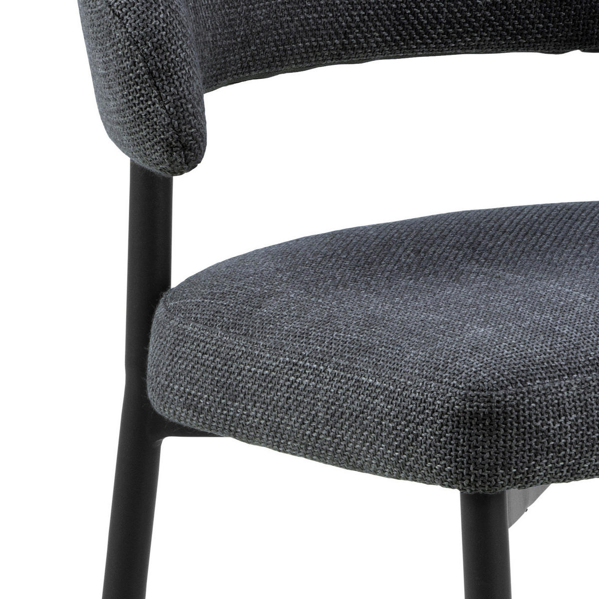 STUHL  in Struktur  - Dunkelgrau/Schwarz, Design, Textil/Metall (56/77/55cm) - MID.YOU