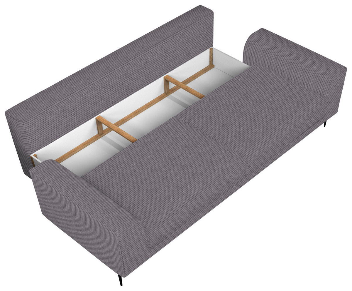 SCHLAFSOFA in Cord Grau  - Schwarz/Grau, Design, Textil/Metall (250/89/105cm) - Welnova