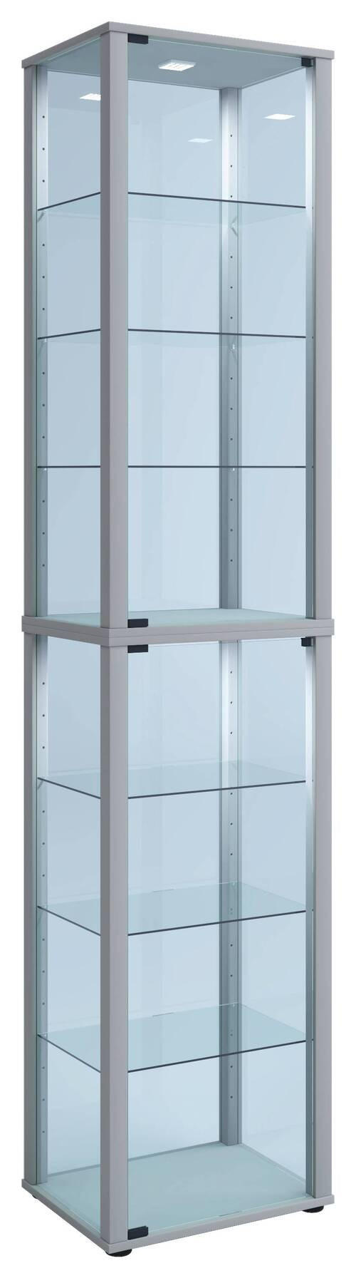 VITRINE in Silberfarben  - Silberfarben/Schwarz, Modern, Glas/Holzwerkstoff (50/227/38cm) - MID.YOU
