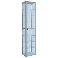 VITRINE in Silberfarben  - Silberfarben/Schwarz, Modern, Glas/Holzwerkstoff (50/227/38cm) - MID.YOU