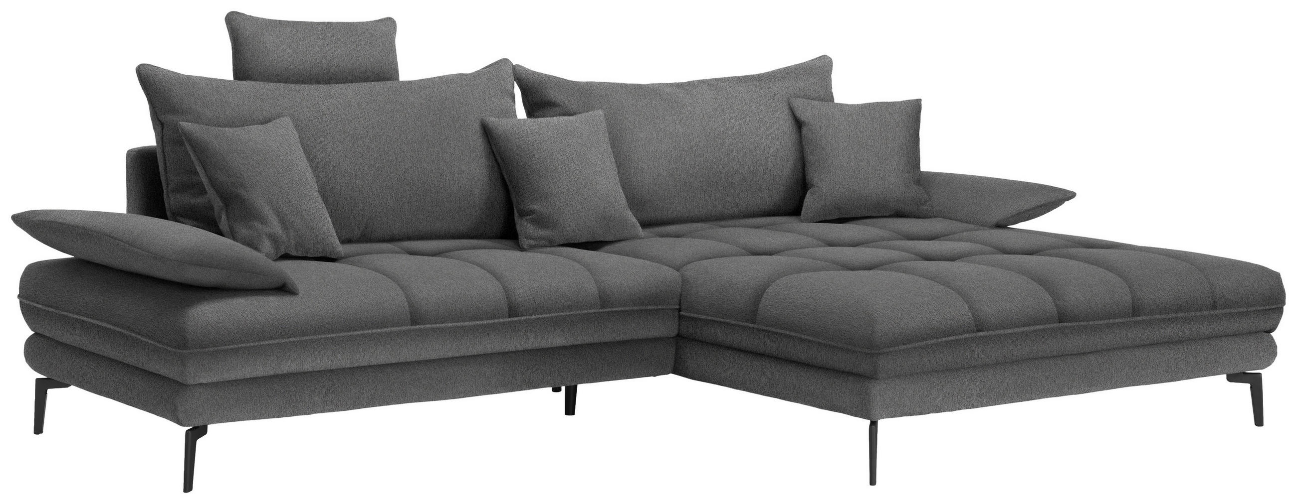 ECKSOFA PRATO Graubraun Webstoff  - Graubraun/Schwarz, MODERN, Textil/Metall (292/176cm) - MID.YOU