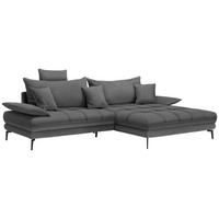 ECKSOFA PRATO Graubraun Webstoff  - Graubraun/Schwarz, MODERN, Textil/Metall (292/176cm) - MID.YOU