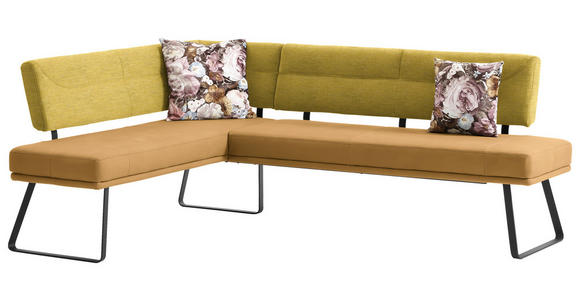 ECKBANK 169/225 cm in Gelb, Schwarz - Gelb/Schwarz, Design, Textil/Metall (169/225cm) - Dieter Knoll