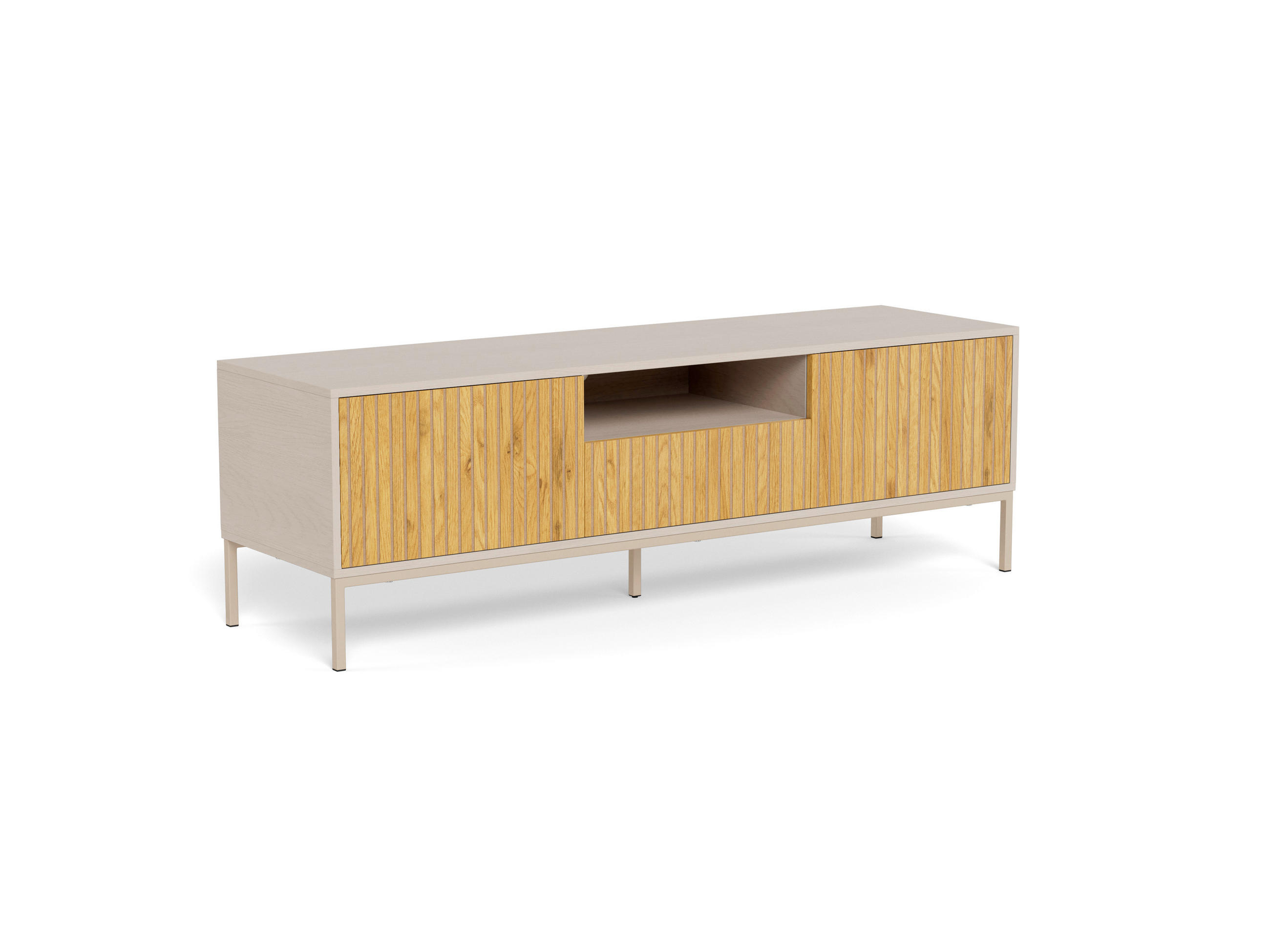 TV-ELEMENT Metall, Holzwerkstoff Grau, Wildeiche  - Wildeiche/Grau, Design, Holzwerkstoff/Metall (140/45/40cm) - Carryhome