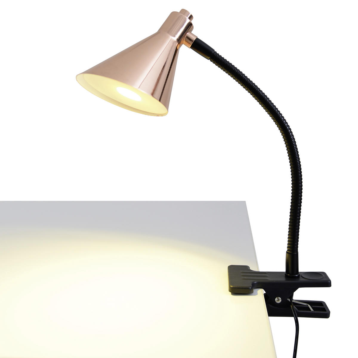 LED-KLEMMLEUCHTE 8,5/8,4 cm   - Schwarz/Kupferfarben, Basics, Metall (8,5/8,4cm) - Näve
