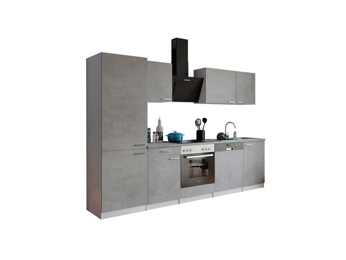MODULKÖK 280 cm   i grå, vit  - stålfärgad/vit, Basics, metall/trämaterial (280cm) - Respekta
