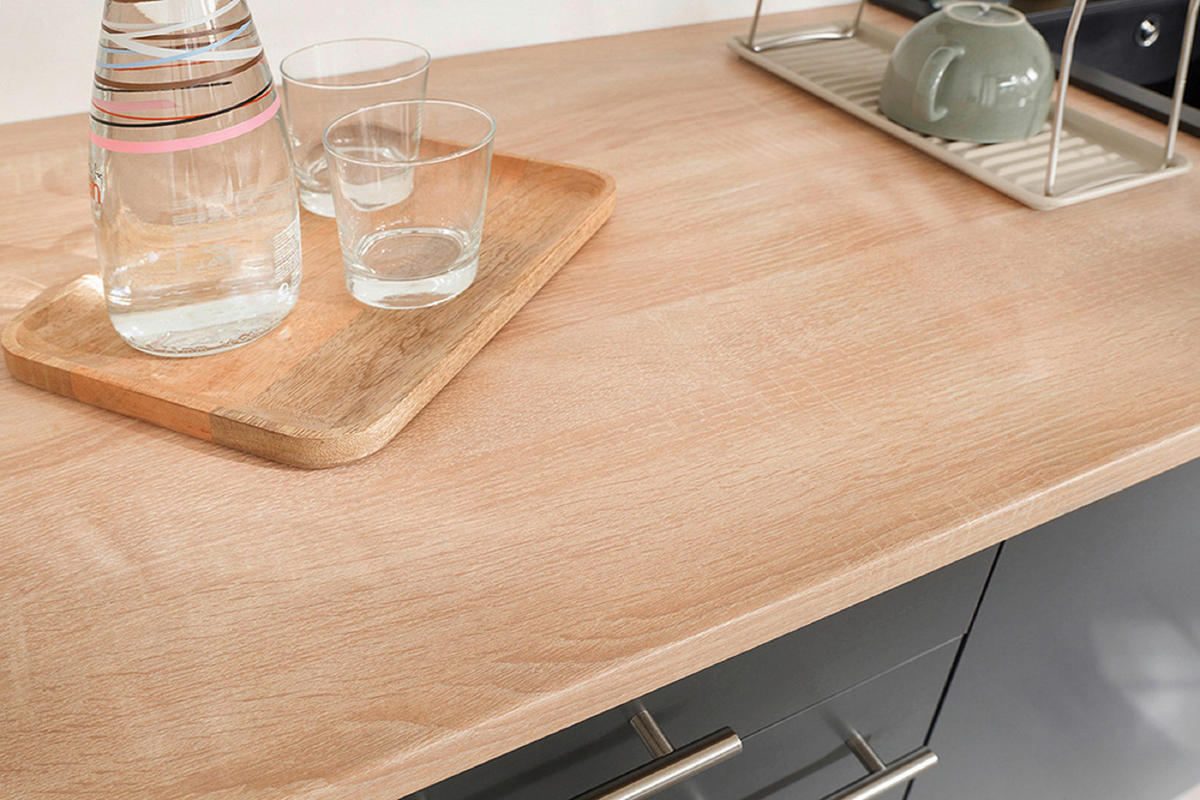 BUFFET 100/200/60 cm  in Grau, Eichefarben  - Eichefarben/Silberfarben, Basics, Glas/Holzwerkstoff (100/200/60cm) - Respekta