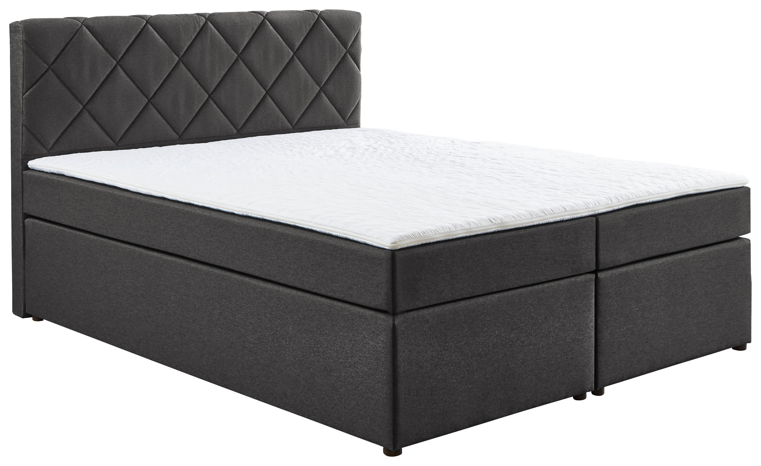 BOXSPRINGBETT 160/200 cm  in Anthrazit  - Anthrazit/Schwarz, KONVENTIONELL, Kunststoff/Textil (160/200cm) - Boxxx