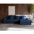 ECKSOFA in Cord Dunkelblau  302/182 cm  - Schwarz/Dunkelblau, MODERN, Kunststoff/Textil (302/182cm) - Carryhome