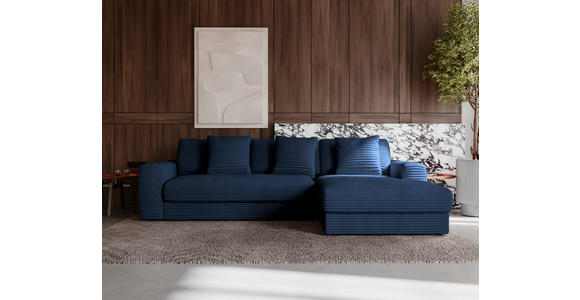ECKSOFA in Cord Dunkelblau  302/182 cm  - Schwarz/Dunkelblau, MODERN, Kunststoff/Textil (302/182cm) - Carryhome