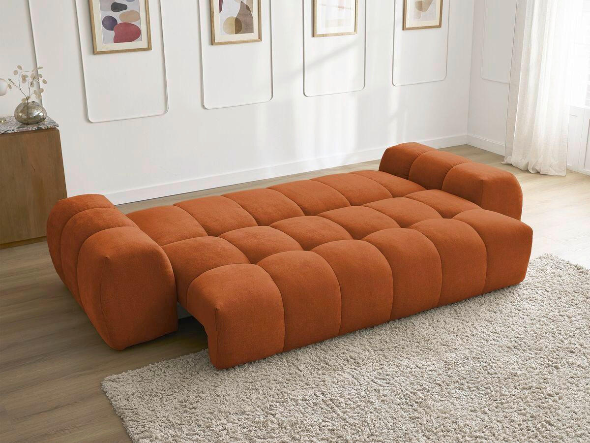 SCHLAFSOFA EVEREST  mit Rücken echt, Armteil links, Armteil rechts Struktur Orange  - Schwarz/Orange, MODERN, Kunststoff/Textil (278/115/90cm)
