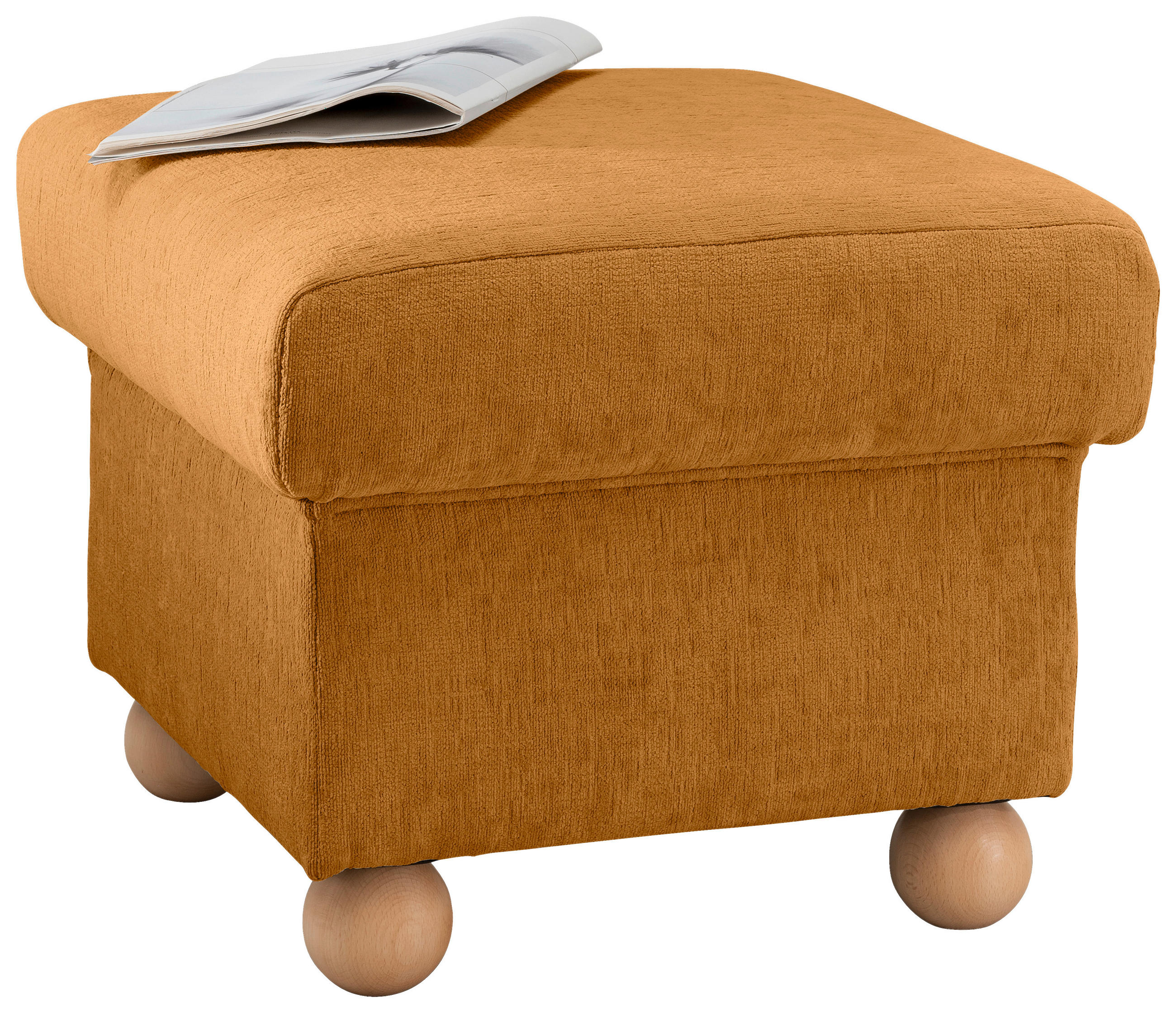 HOCKER in Textil Goldfarben  - Wildeiche/Goldfarben, Konventionell, Holz/Textil (56/46/56cm) - Livetastic