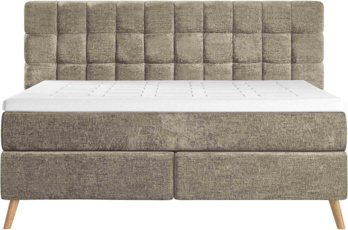 BOXSPRINGBETT 180/200 cm  in Hellbraun  - Hellbraun/Eichefarben, Design, Holz/Textil (180/200cm) - Esposa