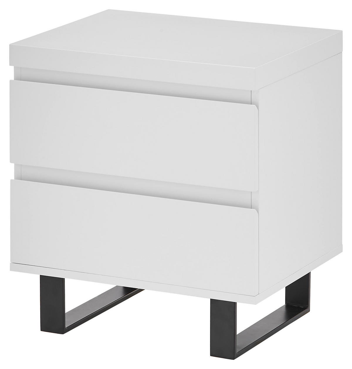 NACHTTISCH 51/54/40 cm  in Schwarz, Weiss  - Weiss/Schwarz, Basics, Holzwerkstoff/Metall (51/54/40cm)