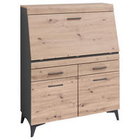 SEKRETÄR  Kabeldurchlass, Stauraum  - Schwarz/Graphitfarben, LIFESTYLE, Holzwerkstoff/Kunststoff (98/124/42cm) - Carryhome
