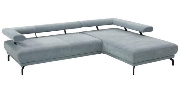 ECKSOFA in Chenille Hellblau  - Schwarz/Hellblau, Design, Textil/Metall (305/224cm) - Dieter Knoll