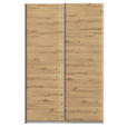 SCHWEBETÜRENSCHRANK  in Eiche Artisan  - Alufarben/Eiche Artisan, KONVENTIONELL, Holzwerkstoff/Metall (181/210/62cm) - Xora