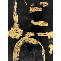 ÖLGEMÄLDE Abstraktes 88/118 cm  - Goldfarben/Schwarz, LIFESTYLE, Holzwerkstoff/Textil (88/118cm) - Monee