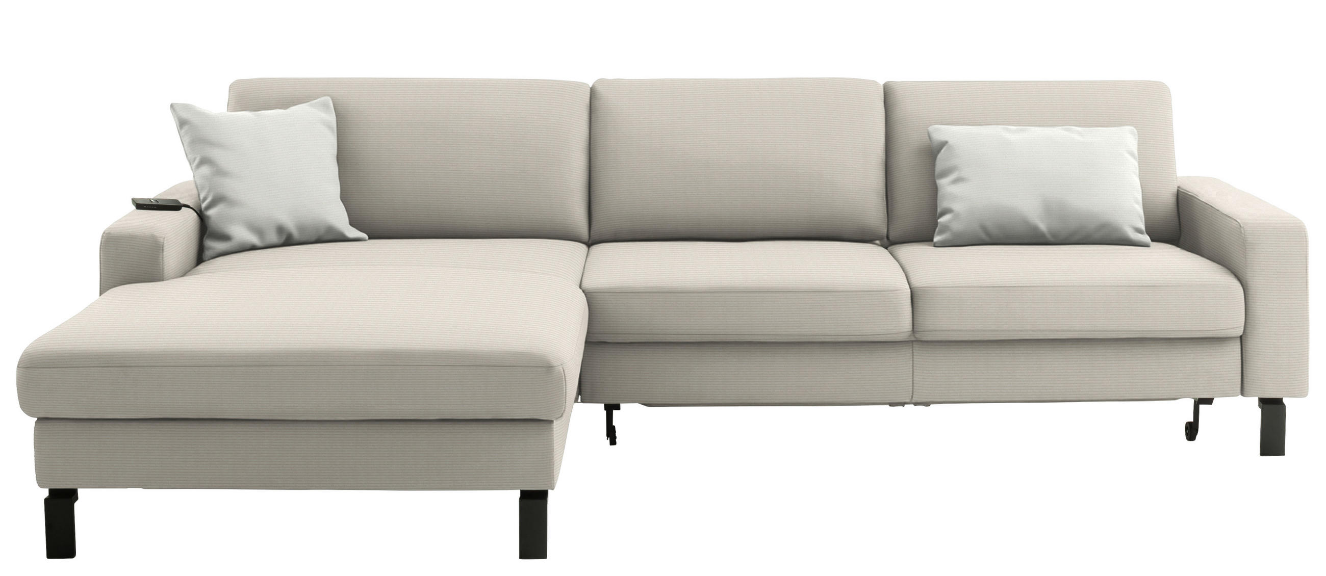 ECKSOFA Cord Naturfarben  - Schwarz/Naturfarben, Design, Textil/Metall (185/298cm) - Pure Home Lifestyle