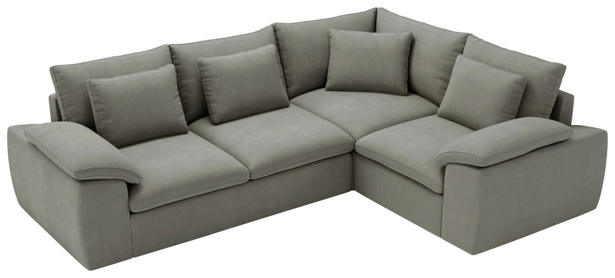 ECKSOFA Chenille Grau  - Schwarz/Grau, Design, Kunststoff/Textil (289/216cm) - Livetastic