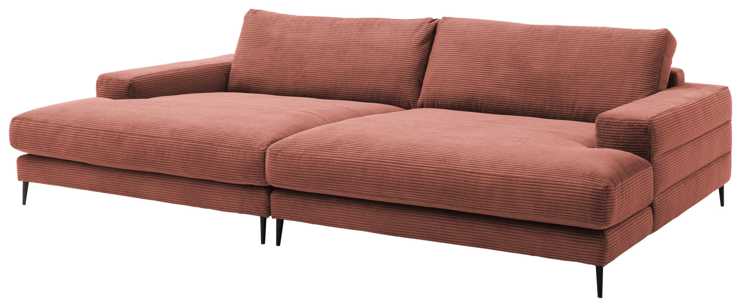 BIGSOFA in Cord Aprikose  - Aprikose/Schwarz, Design, Textil/Metall (296/83/177cm) - Dieter Knoll