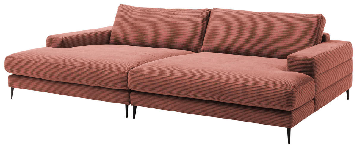 BIGSOFA Cord Aprikose  - Aprikose/Schwarz, Design, Textil/Metall (296/83/177cm) - Dieter Knoll