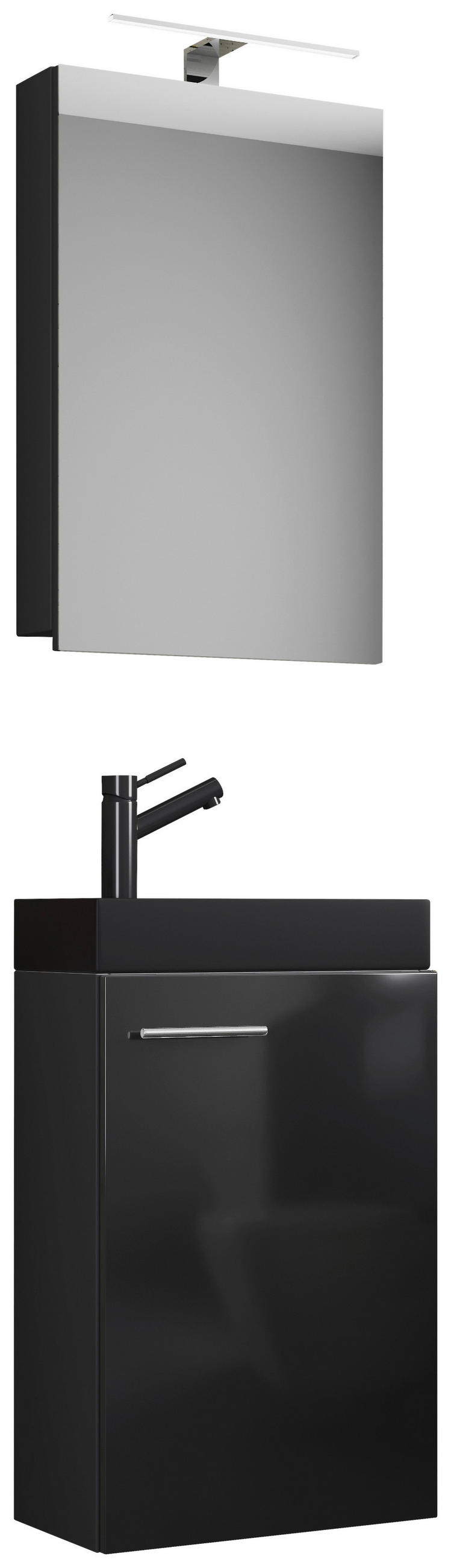 GÄSTEBAD 41 cm  - Silberfarben/Schwarz, MODERN, Glas/Keramik (41cm) - MID.YOU