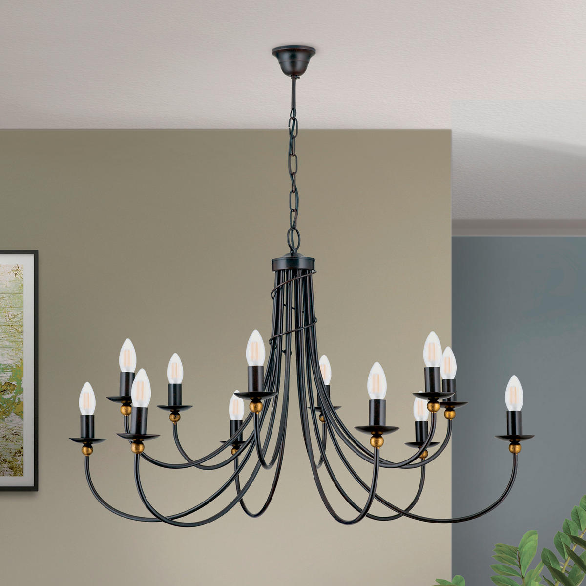 KRONLEUCHTER Giovanni 96/140 cm   - Bronzefarben, LIFESTYLE, Metall (96/140cm)