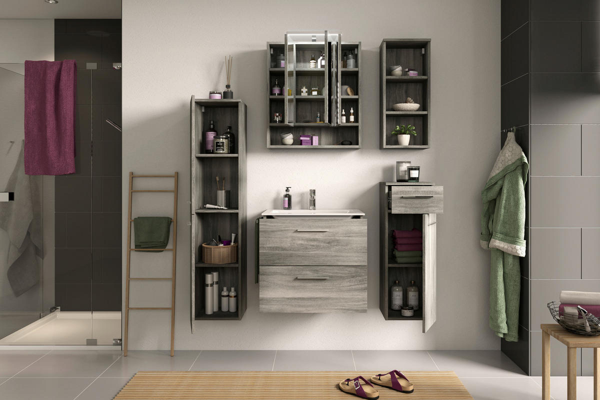 MIDISCHRANK 30/136/31 cm  - Chromfarben/Grau, MODERN, Holzwerkstoff/Kunststoff (30/136/31cm) - MID.YOU