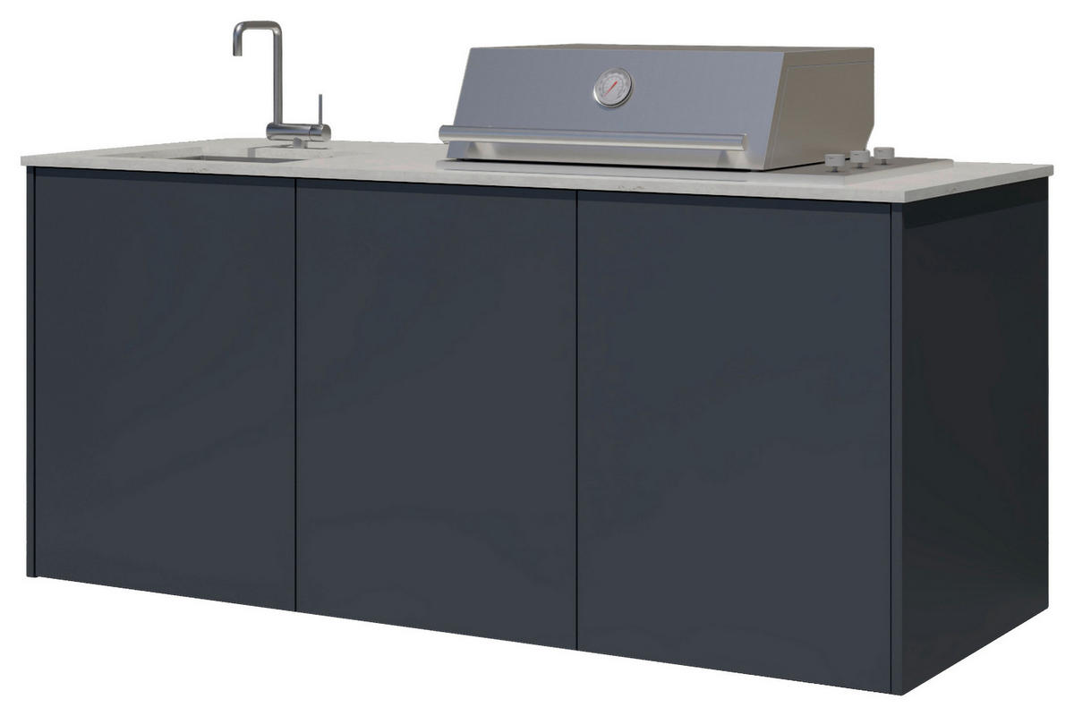 OUTDOORKÜCHE  - Sandfarben/Anthrazit, Basics, Keramik/Metall (198/117-123/63,3cm) - Dieter Knoll