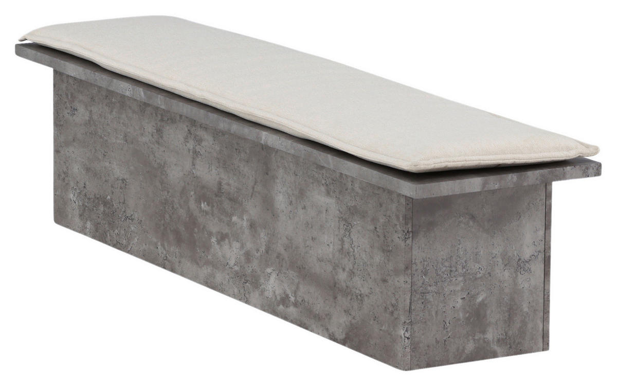 SITZBANK 160/45/40 cm Textilgeflecht Grau, Weiß furniert  - Weiß/Grau, Design, Textil (160/45/40cm) - Livetastic