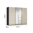 SCHWEBETÜRENSCHRANK 301/223/68 cm 3-türig Schwarz, Champagner  - Chromfarben/Champagner, KONVENTIONELL, Glas/Holzwerkstoff (301/223/68cm) - Novel