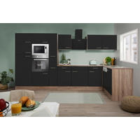 ECKKÜCHE 370/172 cm  in Schwarz  - Eichefarben/Schwarz, Basics, Holzwerkstoff/Metall (370/172cm) - Respekta